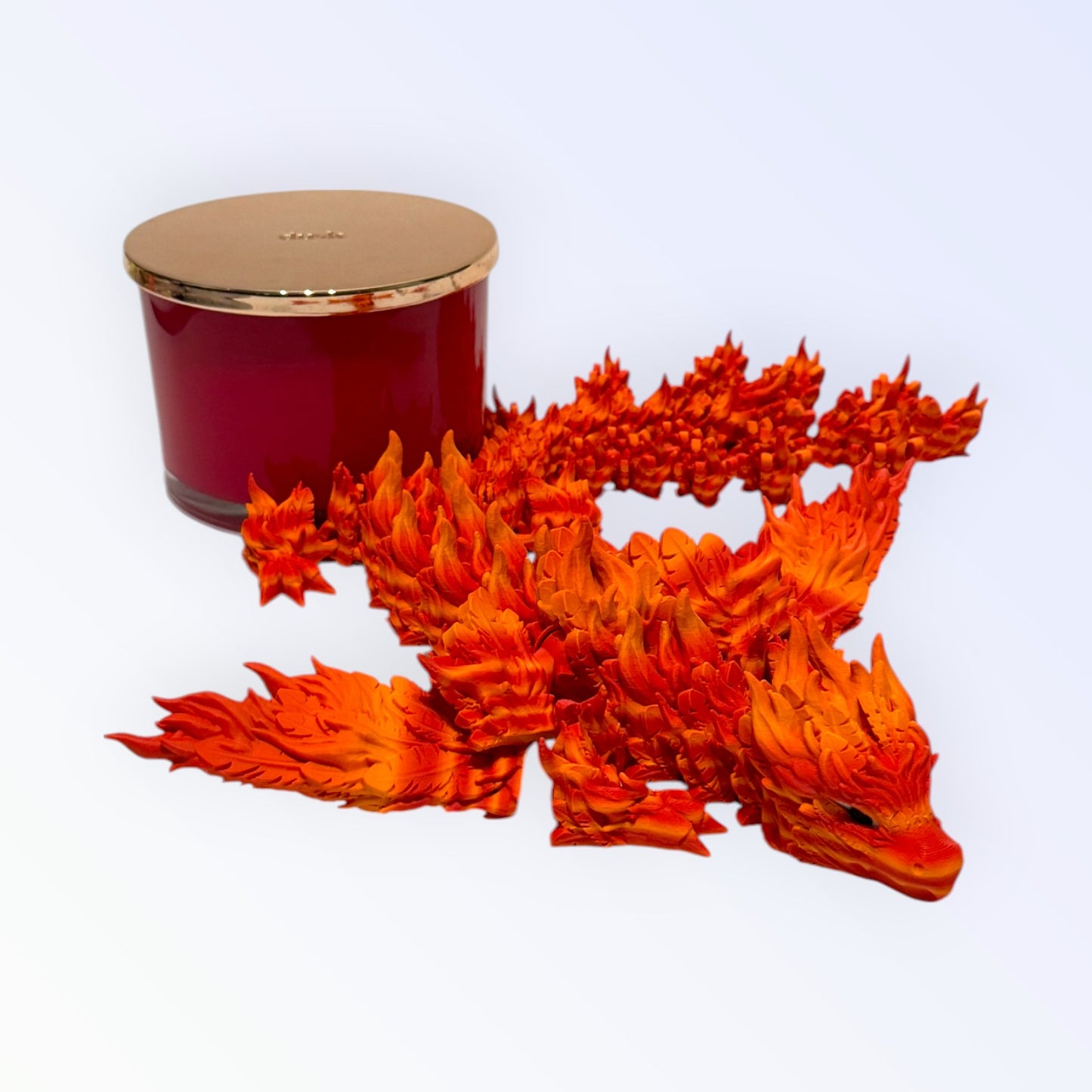 3D Printed Phoenix Dragon Sculpture β Fiery Red & Orange Mythical Dragon Figurine β Fantasy Home Decor & Unique Gift for Dragon Lovers