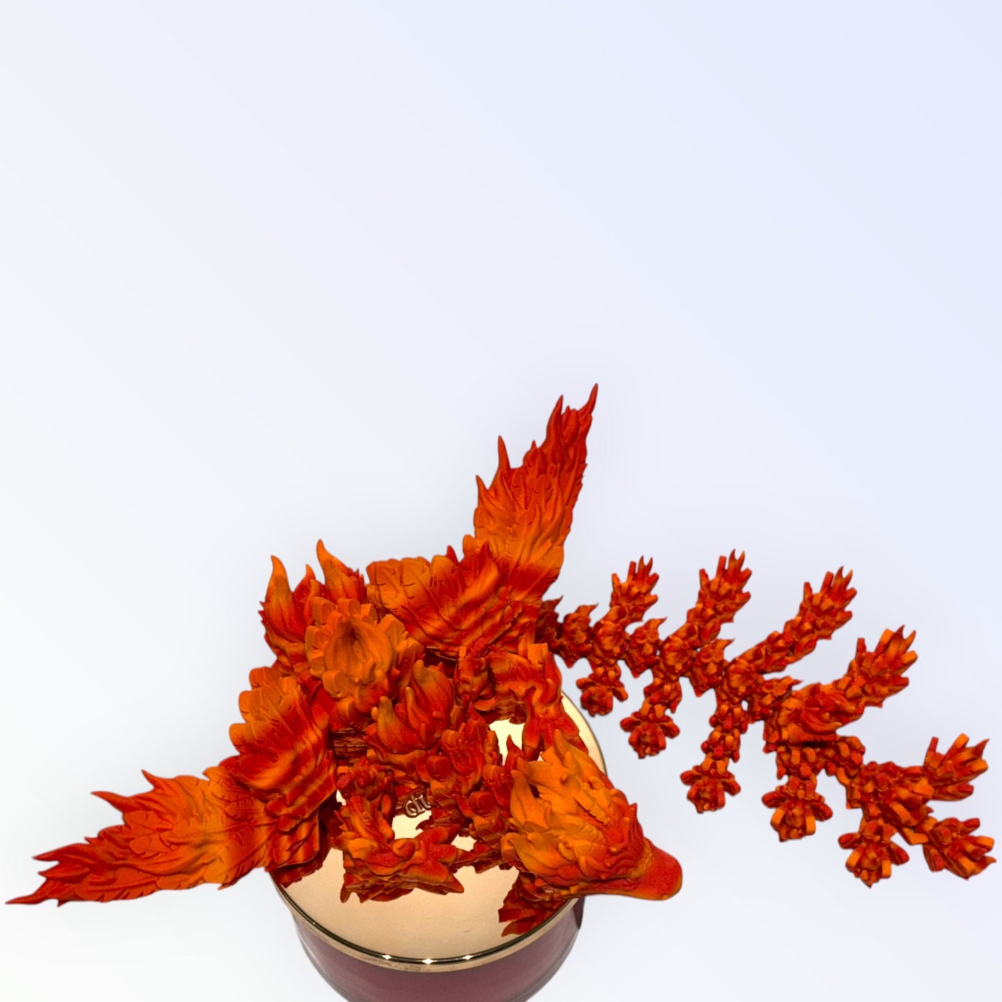 3D Printed Phoenix Dragon Sculpture β Fiery Red & Orange Mythical Dragon Figurine β Fantasy Home Decor & Unique Gift for Dragon Lovers