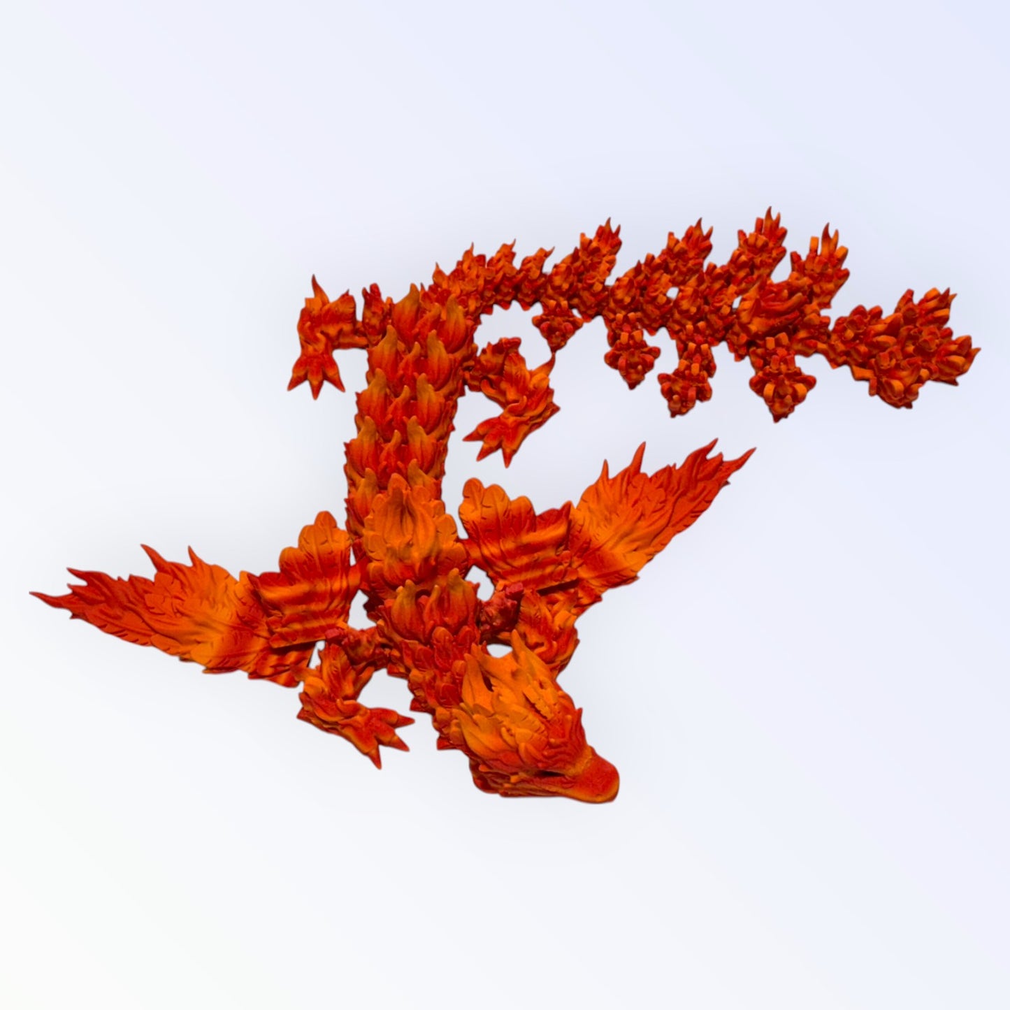 3D Printed Phoenix Dragon Sculpture β Fiery Red & Orange Mythical Dragon Figurine β Fantasy Home Decor & Unique Gift for Dragon Lovers