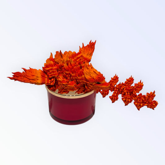 3D Printed Phoenix Dragon Sculpture – Fiery Red & Orange Mythical Dragon Figurine – Fantasy Home Decor & Unique Gift for Dragon Lovers